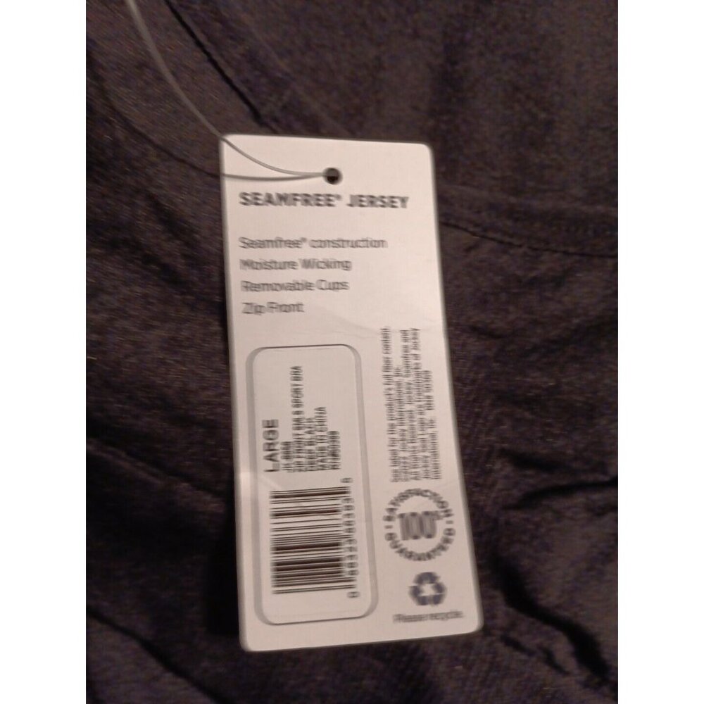 Jockey SeamFree Jersey Sports Bra Womens L Black Zip Front Seam Free NWT - Picture 3 of 5
